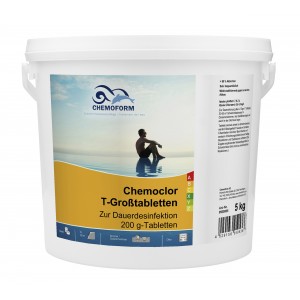 Кемохлор-Т медленнорастворимый стабилизированный хлор 90% в таблетках 200гр.,  5 кг